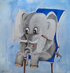 Elefant auf blaue Stuh