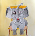 Elefant auf gelben Stuhl