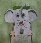 Elefant auf grünen Stuhl