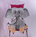 Elefant auf roten Stuhl